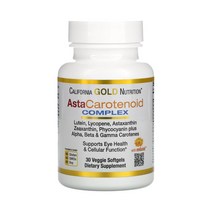 California Gold Nutrition 아스타카로티노이드 복합체 루테인 리코펜 아스타잔틴 복합체 베지 소프트젤 30정, 1개, 30 베지 소프트젤