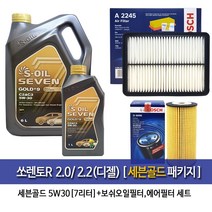 Soil seven Gold 6L 1L SorentoR 쏘렌토R2.0/2.2(디젤) 세븐골드(6L+1L)7L 엔진오일96-A2245
