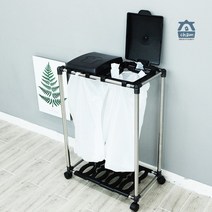 참생활 이동식 분리수거함 2P 1단 밀폐형 쓰레기통, 화이트