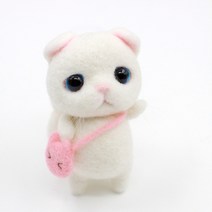 jiwuo 양모 펠트 포크 diy 재료 패키지 키트 양모 바늘 비 완성 귀여운 동물 고양이 인형 여성 펜던트, 3