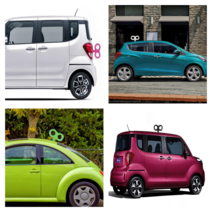 레이 태엽 꾸미기 작은 사이즈 모닝 경차 장식 자동차 지붕 튜닝 장식품 악세사리 스티커, 핑크, 1개