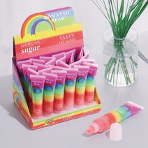 레인보우 모이스처 라이저 립밤 틴트 케어 24 개 벌크 젤리 슈가 맛있는 립스틱 샤이니 립글로스 메이크업 세트, [03] 24pc