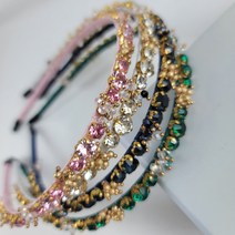 보석 스톤 스와로브스키 화려한 포인트 슬림 얇은 헤어밴드 머리띠