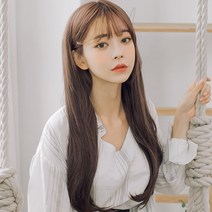 가발매니아 J컬 69cm 오픈반가발 리얼하프피스(제디원사) u자형가발, 초코브라운