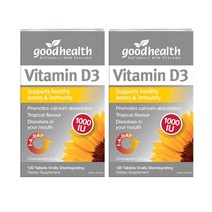 Good Health Vitamin D3 굿헬스 비타민 1000IU 120정 2팩 Support healthy Bone & Immunity, 2개