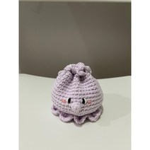 뜨비하루 로비오 나는 문어 미니 파우치 코바늘 손뜨개, 연보라, 1개