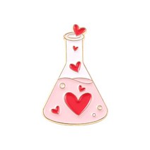 실험실 소모품 비커 에나멜 핀 갤럭시 레인보우 병 핑크 하트 매듭 금속 브로치 배지 과학 애호가 선물, 한개옵션1, 02 heart