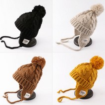 BTRAS 여성 방한 겨울모자 퍼 방울 털모자 니트 비니 폼폼비니 스키 캠핑