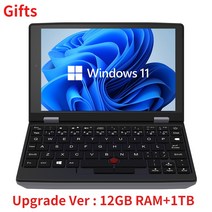 휴대용 미니 PC 본체 게이밍데스크탑 채굴기 2023 노트북 메탈 소형 윈도우 11 7 인치 터치 스크린 오피스 J4105 12GB 1TB IPS 넷북 마이크로 컴퓨터, 없음, 없음, 4.12GB RAM 128GB SSD - EU