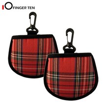 새로운 디자인 골프 공 클리너 파우치 백 클립 pu 가죽 클리닝 포켓 와셔 블랙 네이비, 2개 - 빨간색 격자