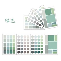 한달계획표 월간 스케쥴보드판 냉장고 월중행사및 계획표 4sheets morandi 컬러 팔레트 서클 스퀘어 인덱스 스티커 캘린더 메모 플래너 쓰기 가능한 종이 씰링 스티커, 초록