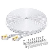 CAT 7 이더넷 케이블 20m BUSOHE 고속 기가비트 RJ45 LAN 네트워크 케이블 스위치 라우터 모뎀 패치 패널 PC용 10Gbps 600Mhz 인터넷 패치 코드(흰색) -14432, 30M, 하얀색