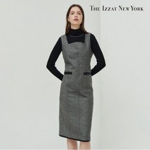 더아이잗뉴욕 더아이잗 레더 배색 슬리브리스 울 원피스 IMAP0OP53