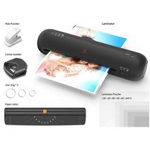 코팅기 SL280 라미네이터 기계 세트 A4 사이즈 12 라미네이팅 파우치 종이 커터 코너 라운더 홀 펀처 포함, 2.미국  Black
