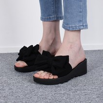 왕리본 예쁘고 발편한 통굽 키높이 여성 사무실 슬리퍼 실내화 사무실화 교사슬리퍼 5cm