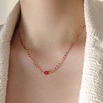 멜팅공방 히피 멀티 비즈 목걸이 김나영 레드 루비 n1196