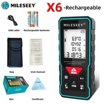 골프거리측정기 비거리측정기 Miseeey x5 x6 새 모델 레이저 도구 집 키트 장식용 고정밀 기기, x6-충전식, 100m