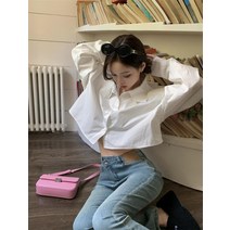 크롭 숏 코튼 면 보세 바스락 셔츠 블라우스 긴팔 캐주얼 루즈핏 오버핏 남방 SY