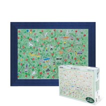 퍼즐피플 제주 생활의 중도1 1000피스 현대미술 직소퍼즐, 액자포함(우드블루), 1000p