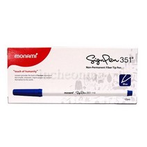 모나미 차카니샵 싸인펜 351 1타12입 351싸인펜 수성펜, 블루, 12개입