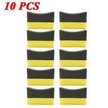 10pcs 자동차 청소 복합 pe 다목적 코너 마찰 왁스 스폰지 초승달 타이어 브러시 자동차 청소 자동차 도구, 10개 노란색