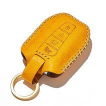 호즈 아슬란 스마트키케이스 자동차 소가죽 차키홀더 100%핸드메이드 차키커버 키지갑 키링 선물포장, H07-실버 머스타드