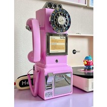 공중전화 핑크 카페소품 벽장식 엔틱장식품, 실버