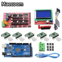 3d 프린터 키트 램프 1.4 컨트롤러 + 메가 2560 보드 + 5pcs a4988 스테퍼 모터 드라이버 + arduino reprap용 lcd 12864