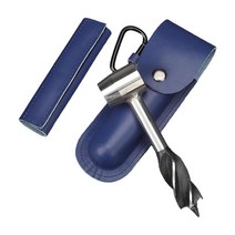 shangren 정착민을 위한 생존 도구 생존 수동 오거 렌치 목재 드릴 비트 수동 구멍 제조기 Bushcraft 배낭 및 캠핑용 핸드, 푸른, 16x4cm, 스테인레스 스틸 PU 가죽