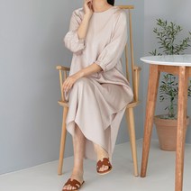 제니트 샤르니리본옆트임 여름 루즈핏 실키한 링클 주름 롱 원피스 여름원피스 빅사이즈원피스