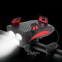 자전거 핸드폰 거치대 야간 라이트 겸용 LED, (4in1다기능 라이트) 블랙-4800mAh