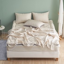 공유가치 풍기인견 퀸사이즈(Q) 침구세트 베이지 토퍼 홑이불 여름이불 이불커버 이불패드 침구 호텔이불