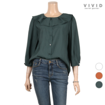 [비비드 시크릿가너] [VIVID SG][VIVID SG] 다각단추 프릴카라 블라우스 VS