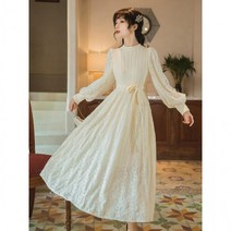 개화기의상 가을 니트 펀칭 레이스 유니크 원피스 경성의복 복고풍 빅사이즈