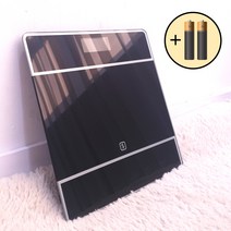 정확한 체중계 디지털 전자 몸무게 측정기 저울 가정용 선물용 인테리어용 건전지 증정, 심플 블랙