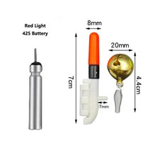 낚시 전자 막대 야광 스틱 벨 폴 라이트 LED CR425 배터리 이동식 방수 플로트 야간 바위 1 세트, 01 red light and bell
