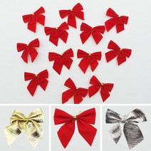 힘찬쇼핑_ 12P 크리스마스 성탄절 트리장식 리본소품 꾸미기용품 오너먼트 골드 실버 레드