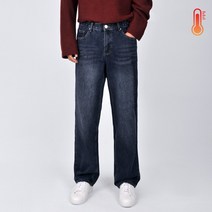 가이스토리 남자 남성 겨울 피치 기모 안감 와이드핏 워싱 데님 팬츠 9부 바지 제이와이드기모청바지