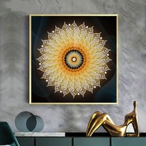 만다라 종교 불교 불화 패턴 행운의 상징 보석십자수 AB 비즈 전체수 도구 세트, 60x60CM