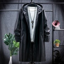 남성 겨울 롱 코트 남자 오버핏 트렌치 코트 자켓 데이트룩 가을 긴 스타일 후드 가죽
