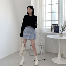 오슈 여성 페미닌한 데일리 심플 새틴 캉캉 밴딩 미니스커트