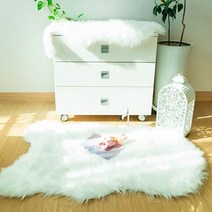 유원K 양모 러그 화이트 인조퍼 물결러그