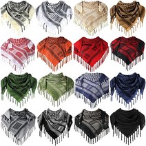 Janmercy 16피스 밀리터리 쉬마그 전술 사막 스카프 Keffiyeh 헤드 넥 오토바이 페이스 마스크 바이커 면 아랍 랩 태슬 포함 남성 여성용 109.1 x 109.1cm(