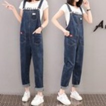 여성 롱 데님 청바지 주머니 여름 멜빵바지 점프수트 오버롤 팬츠 3-43