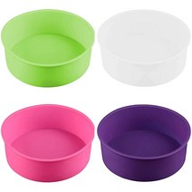 4PCS Round Cake Pan Silicone Baking Molds Cake Mould for Baking 6'(White/red/Purple/Pink), 6“ 4 colors A
