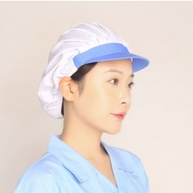 위생모 급식 백반 식당 주방모 식품공장, 화이트블루-반메쉬