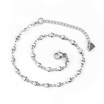 심플한 스테인레스 스틸 앵클 릿 하트 발목 팔찌 트렌디 여성 남성 다리 체인 쥬얼리 23cm 길이 1 개