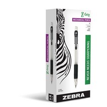 Zebra Pen Z그립 샤프 블랙 그립 심 굵기 0.5mm HB #2 흑연 12개입 (52310), 0.5 mm