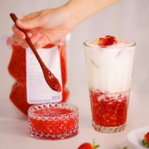 퓨어프레스 프리미엄 딸기베이스 국산 제철 생딸기만 사용한 딸기사각 딸기청(비가열) 딸기퓨레 딸기음료 홈카페 딸기라떼 1kg, 1팩