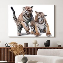 더 아트 컴퍼니 우리 집 지켜주는 성공하는 액운방지 수맥차단 액운막는 황호 백호 호랑이 사업운 금전운 명예운 재물운 와이드 사진 그림 액자 47종 (24-47), 29. 행복 호랑이형제